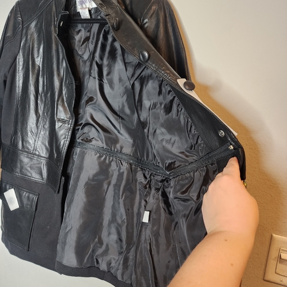 Roamans Genuine Leather Black Jacket Zip Off Hem Women's size 16W New - Picture 12 of 16